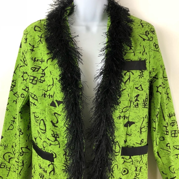 Mymstorm Green Black One-Button Printed Blazer - Picture 1 of 5